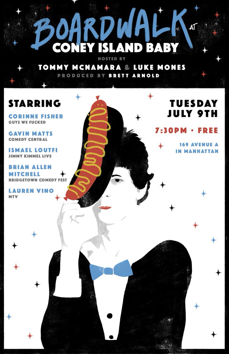 BrettRedacted's tweet photo. FREE : NYC’s Boardwalk Stand-Up Comedy returns TOMORROW NIGHT 7/9 @cibnyc at 7:30pm! 

@PhilanthropyGal
@GavinMatts 
@Ismaelian 
@comicbam 
@LaurenVino 

@TommyMcNam &amp; @LukeMones host! 

Free RSVPs still open here: https://t.co/ittCV8TaKk https://t.co/yR7W7bNf6K