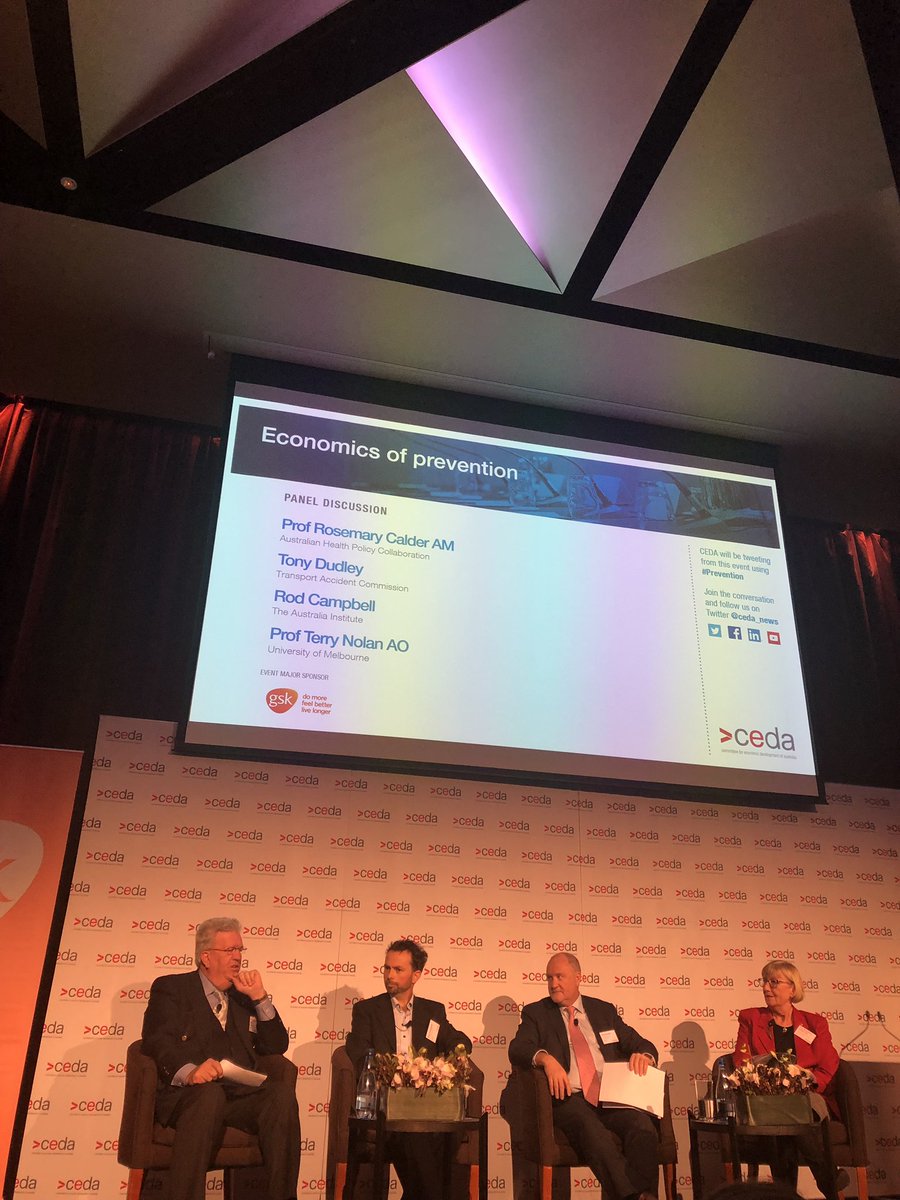 GSK_AU's tweet photo. Prof Terry Nolan @mphsc discusses the importance of public debate in valuing of vaccines & ensuring Australia remains a global leader in public access to life-saving vaccines at the @ceda_news Economics of #Prevention event #valueprevention https://t.co/tJU9u1nciO