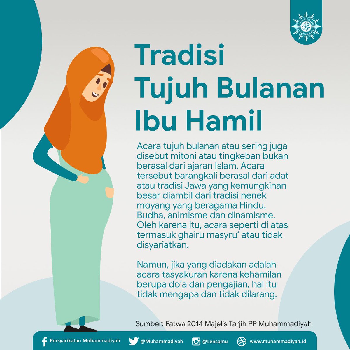 muhammadiyah's tweet photo. Bagaimana pandangan Muhammadiyah terhadap tradisi Tujuh Bulanan atau biasa disebut Mitoni bagi ibu hamil?
Berikut penjelasan lengkapnya.
#muhammadiyah #Islam #tradisi #budayaIndonesia #Mitoni #tujuhBulanan https://t.co/MFfAv1HKrN