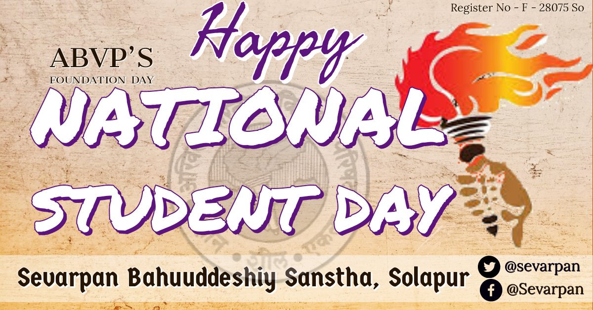Sevarpan's tweet photo. अभाविप क�� स्थापना दिवस एवं राष्ट्रीय विद्यार्थी दिवस पर सभी छात्र एवं @ABVPVoice को शुभकामना। #HumABVPHai #NationalStudentsDay https://t.co/B5suLMFrPc