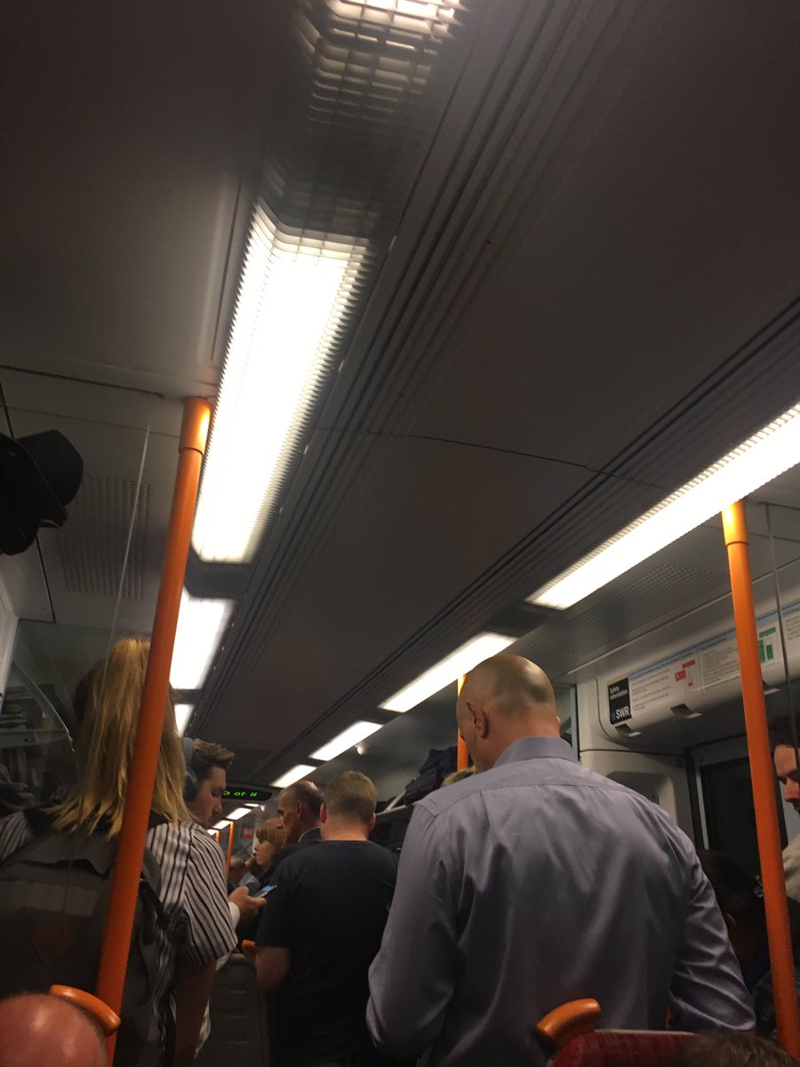 a12agn's tweet photo. Another smooth commute to work on @SW_Railway @SW_Help with back to back short formation trains and a complete lack of information. Not sure how you can charge thousands of pounds a year for tickets and get away with delivering such poor service. https://t.co/iwFYh9UEVv