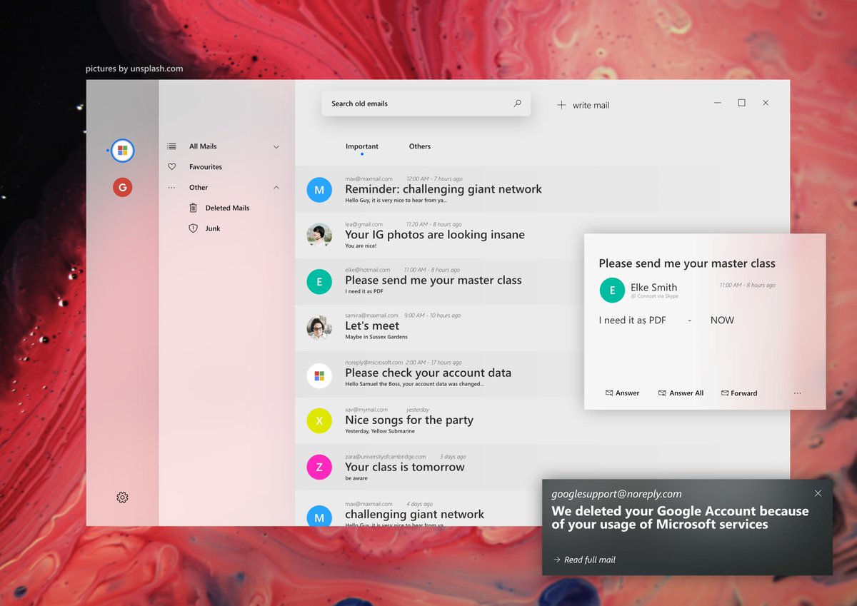 lorisobidesign's tweet image. A concept of the @Outlook Windows 10 App with #FluentDesign

#uwpdev #userinterface #uidesign