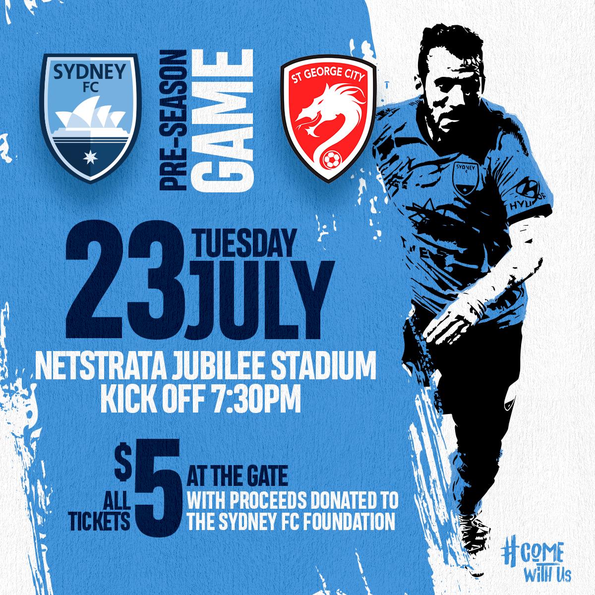 GAME DAY | We're taking on <a href="/StGeorgeCityFA/">St George City</a> at Netstrata Jubilee Stadium tonight, kick off 7:30pm AEST! 

All tickets $5 at the gate, come down and back your Sky Blues or stay tuned here for score updates...

#SydneyIsSkyBlue #ComeWithUs
