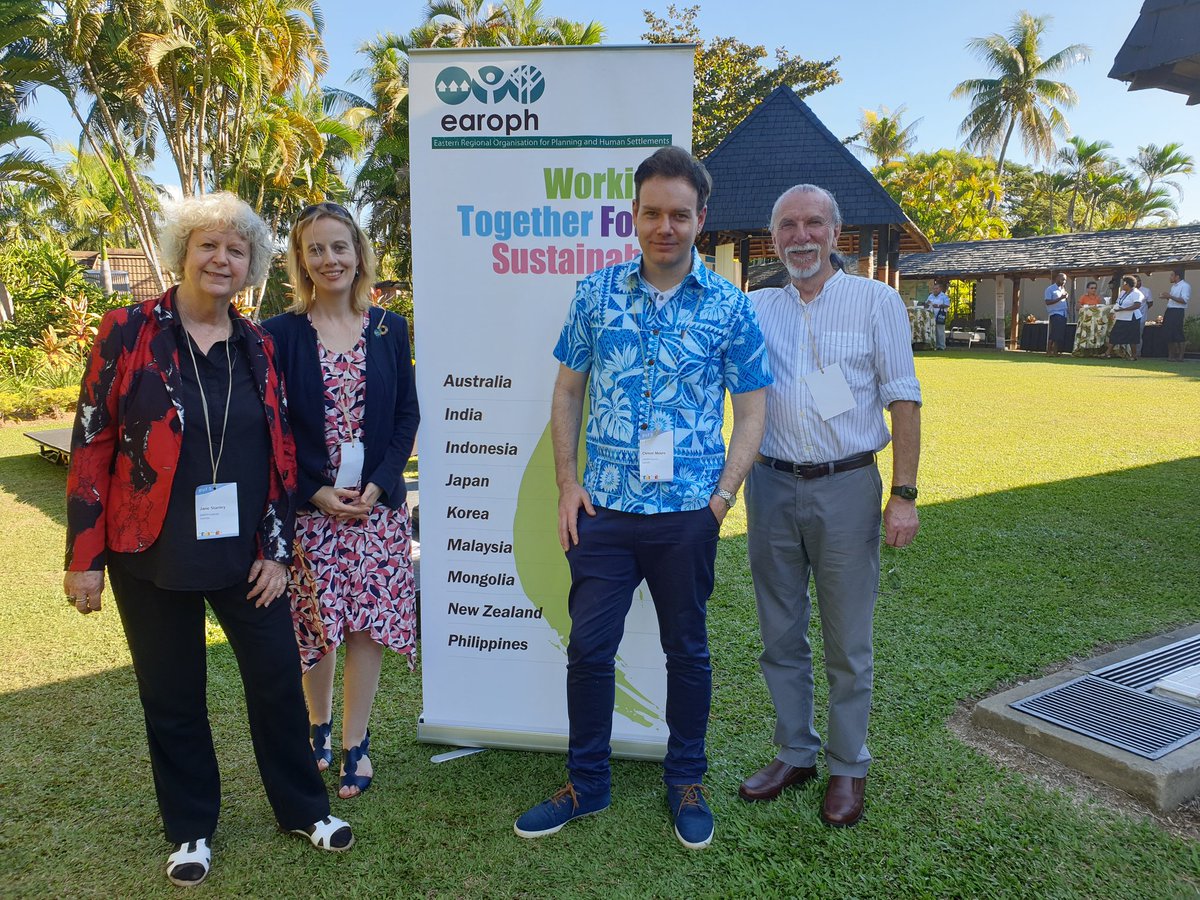 earophaustralia's tweet photo. Our President Dr Jane Stanley, Vice-President @clintonjlmoore, and @earophintl President Mia Davison with partner @compass_housing's Prof Dave Adamson at the end of last week's fruitful #PUF5. @PUF2019 #NewUrbanAgenda #SDGs https://t.co/qQqkwdrC6F