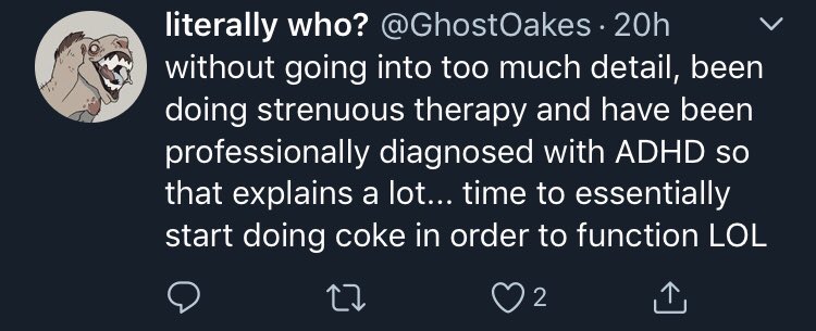 straightteef's tweet photo. Professionally iagnosed with severe BPD years ago? Only to backtrack & say he only self-diagnosed and actually has severe ADHD? And didn’t he mention possible schizophrenia/psychosis too?
Anyway don’t take too much of what #ghostoakes #twistedteeth #tucksawyer says at face value. https://t.co/AbVw2Hcm3U