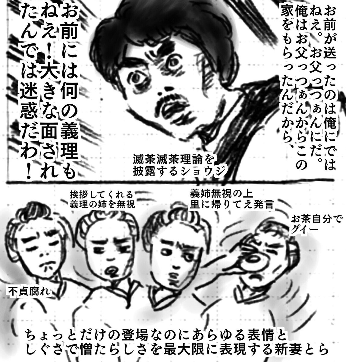 7月5日金曜日のおしん、第83回。
ショウジとトラがとんでもなかった
#おしん #おしん絵 #ほぼ日 