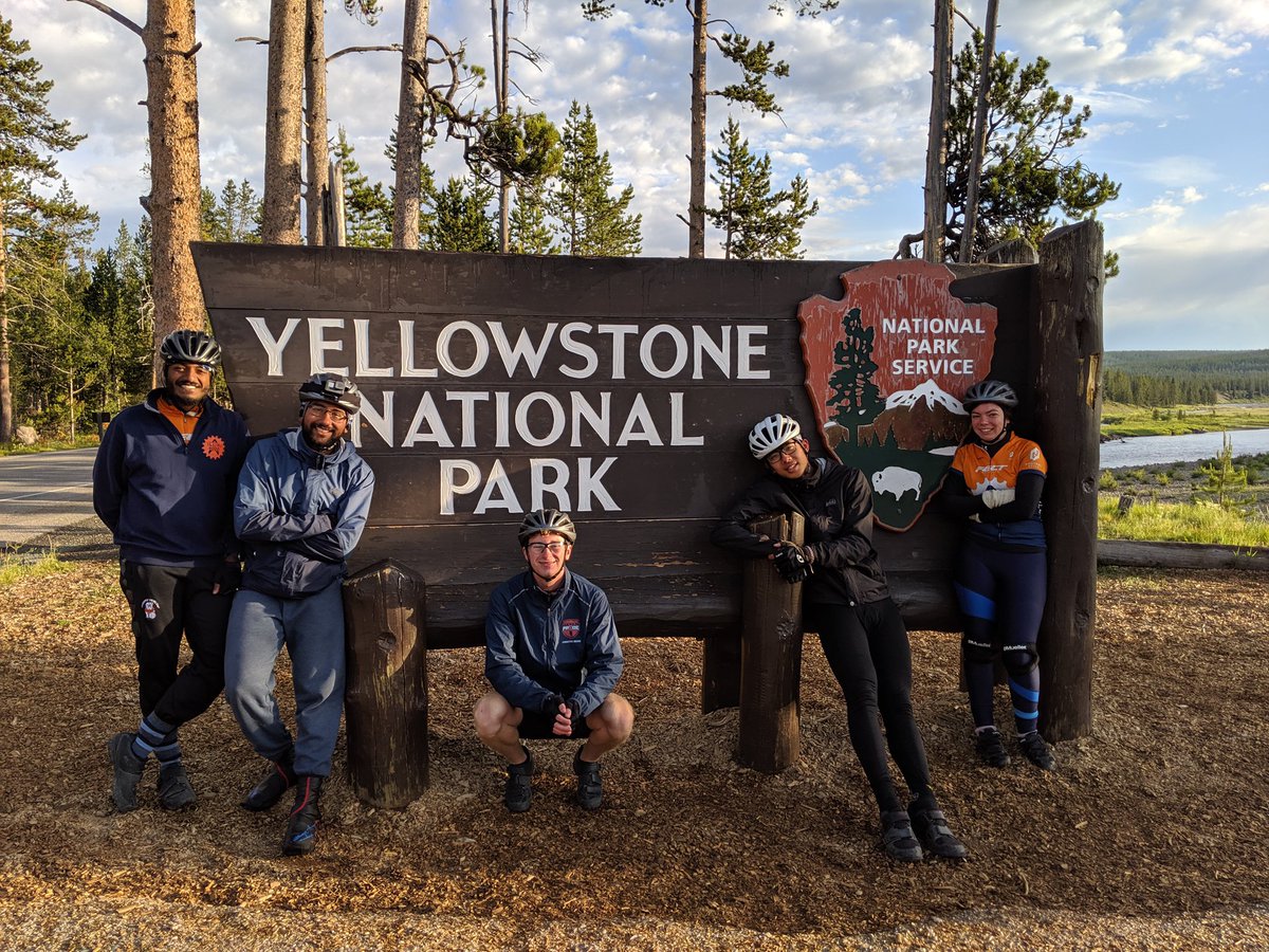 illini4000's tweet photo. Day 51: 83 miles from Grand Teton National Park to West Yellowstone, MT. Went park hopping, saw moose, buffalo, geysers, hot springs, and some wild people all in one day. #idefeetcancer #i4k #2019bikeamericateam https://t.co/mHMl2I1YMo
