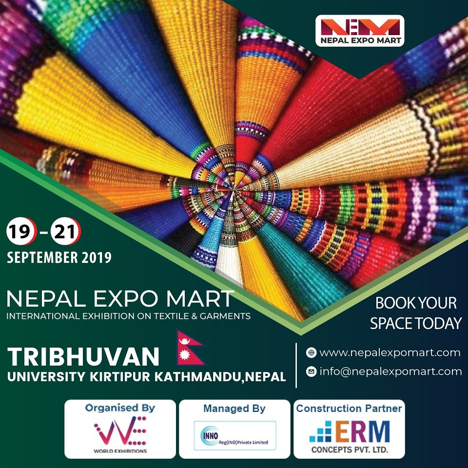 #Nepalexpomart2019 #NEM2019 #TradeFair #NTG2019 #nepal #Hurry!! Book your Space Today #Textile #Garments Early Bird offer Ends Soon 
Visit us  nepalexpomart.com
Contact - rekha@weece.in