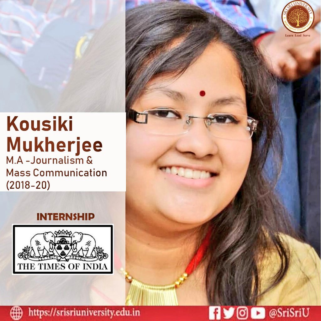 ssudjmc's tweet photo. The teachings in classroom find expression in a professional work space. Our 1st year student, Kousiki Mukherjee is making the most of her experience @timesofindia #Internship #MJMCatSSU https://t.co/AAT1AcMWCY