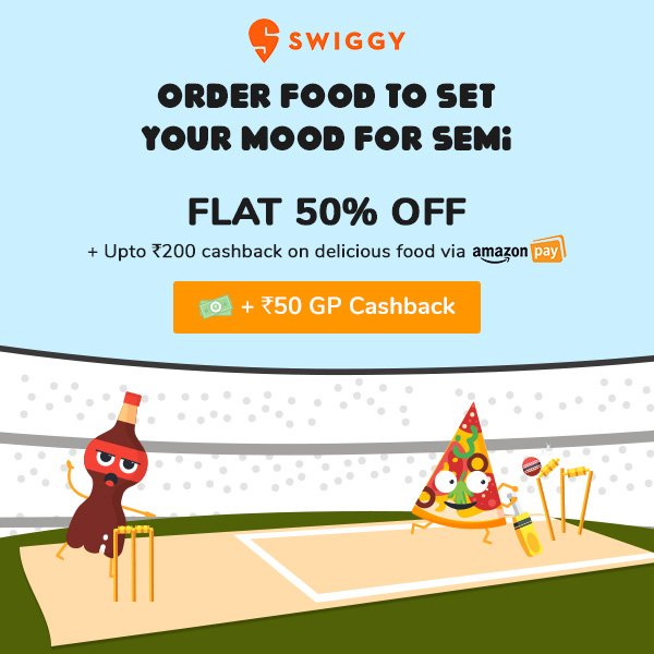 GoPaisaCom's tweet photo. Swiggy Amazon Pay Offer: 50% off + Win upto 200 Cashback on Order of 99
Grab the Deal - https://t.co/4IpxNEWfnA

#GoPaisaDeals #GoPaisaOffers #GPOffers #GPDeals https://t.co/cjPmofD3gV