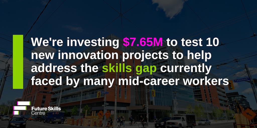 fsc_ccf_en's tweet photo. #Justannounced: We’re proud to support 10 new #innovation projects that focus on helping thousands of mid-career #workers facing career transitions and/or displacement. Read all the details here: https://t.co/PjYFdp3Zf9 #FutureSkills https://t.co/0YiXO0fEu4