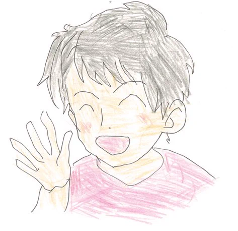 左手で描いた「かじつ」恭一