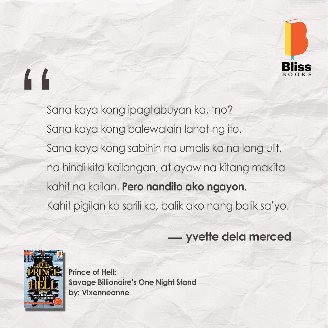 blissbooksph's tweet photo. Yvette is at it again!!! Ang rupok! 😂😭⁣
⁣
Tweet your favorite line from Prince of Hell: Savage Billionaire’s One Night Stand by Vixenneanne and use the hashtag #BitOfBliss 
⁣
#iReadAnvil #WeShapeMinds #BlissBooks https://t.co/ItquCXUVS5