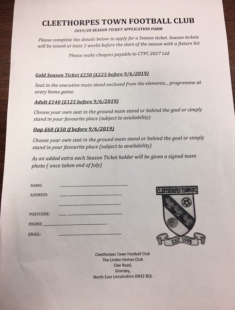 CleeTownFC's tweet photo. Season Ticket Update - - - We are now at 125 for the season ahead!
Still available at @LindenHomesClub &amp; Sonnies Barbers

Also now included will be free entry to our @cleewomenfc games at the ground in the @EMWRFL for season 2019/20

#UTO #Cleethorpes #Lionesses #WomensWorldCup https://t.co/0IzPSROBed