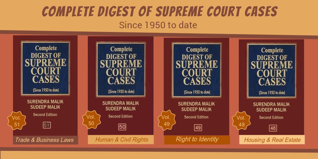 ebcindia's tweet photo. We are pleased to announce the release of new volumes of Complete Digest of Supreme Court Cases (Since 1950 to date), undoubtedly the most thorough, reliable and comprehensive work, with unique features.
Order today at https://t.co/epsrWPpm4t
#EBCwebstore #supremecourtcases https://t.co/kQAArQRFyQ