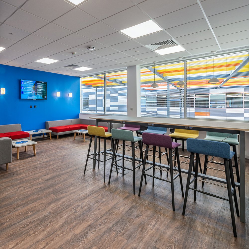 sixteen3_ltd's tweet photo. Great to see shots of this recent install by @CMSCambridge featuring our 'Erno' sofas, 'Erik' tables and 'Erin' stools. The colourful mix of fabric finishes make for a stylish and fun workspace! https://t.co/l5gWV2xony