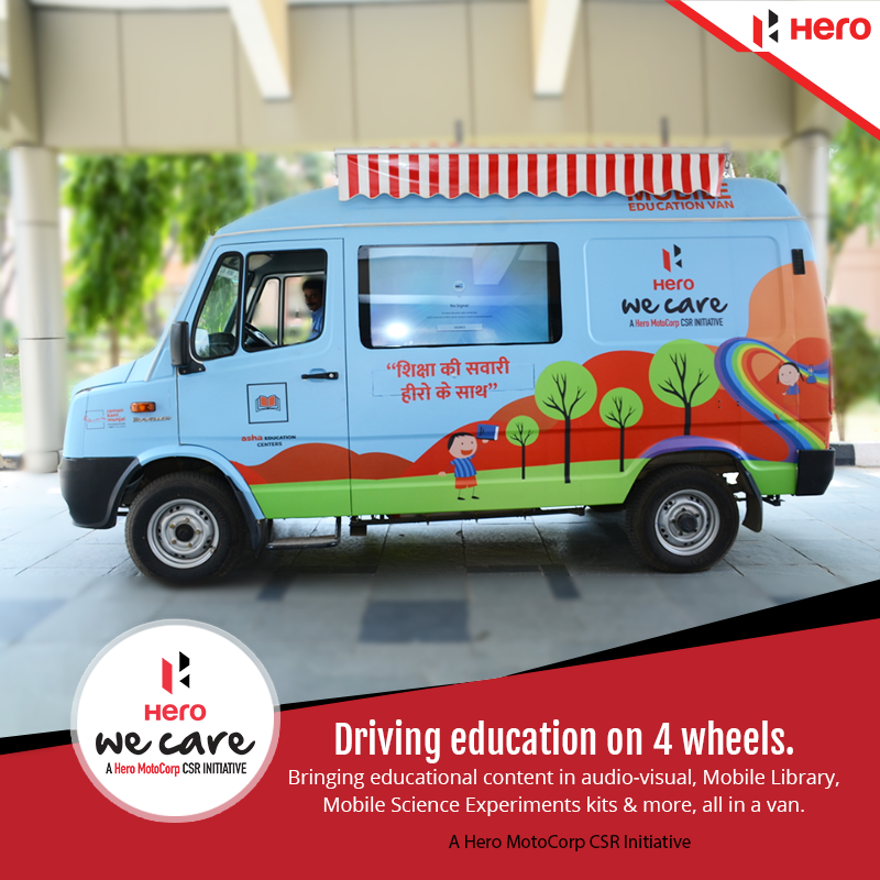 HeroWeCare's tweet photo. If kids can’t reach schools, schools can reach kids. Mobile Education Van launched under Hero Asha Center project will drive learning at Asha centers &amp; Govt schools, benefiting children in Dharuhera. https://t.co/xMw4pH6LK0