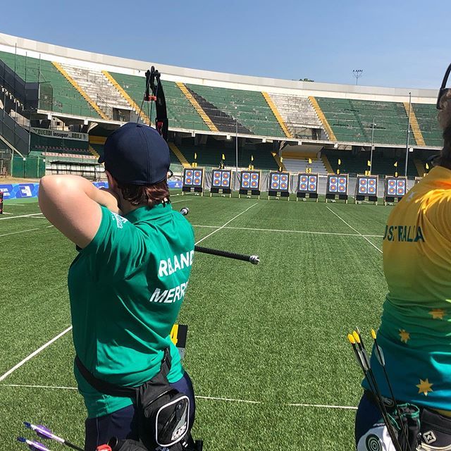 Archery Qualifications underway with @niamhmerry @studentsportireland #wug19irl