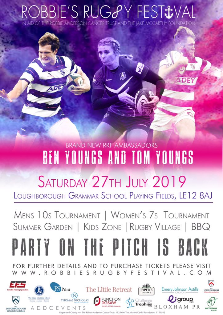RRF_2020's tweet image. Not long to go untill RRF 2019, taking place on Saturday 27th July in aid of @jakesfoundation @robbiestrust ❤️#rugby #tens #midlands #events #charity