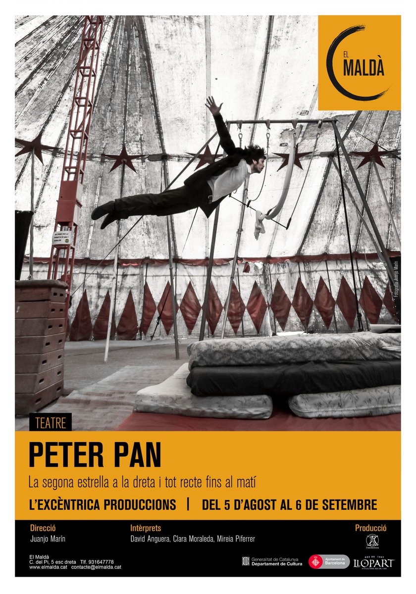 maldateatre's tweet photo. Temporada acabada!! Però ja tenim a @lexcentrica assajant al Maldà l'espectacle que obrirà la nova temporada 2019-2020: Peter Pan es podrà veure del 5 d'agost al 6 de setembre! 🎟Info i entrades: https://t.co/0xSr5CPiiu
#PeterPanExcentric #Maldà1920 #NovaTemporada #NonStop https://t.co/8695wENiZr