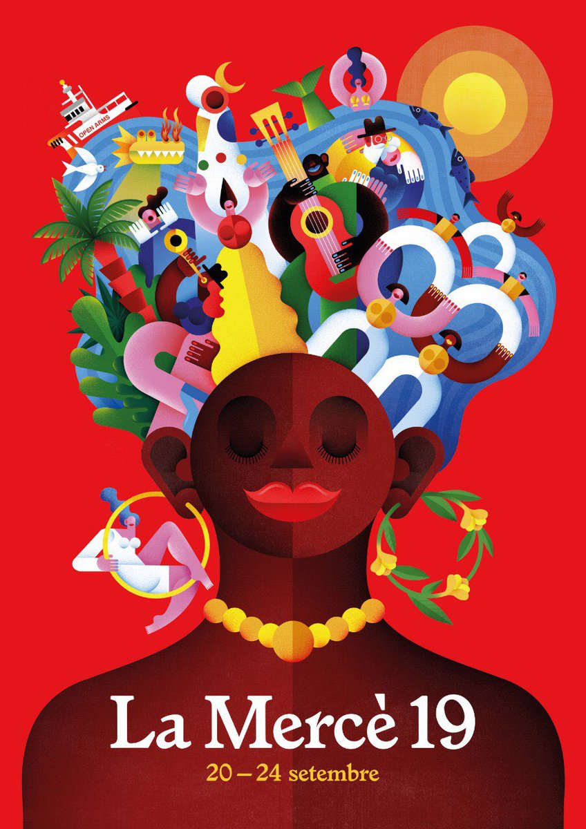 Gràcies <a href="/wwwmariacorte/">María Corte Maidagan</a> per un cartell taaaan bonic de #LaMercè2019.
Barcelona ciutat oberta, orgullosament diversa, creativa i compromesa amb els Drets Humans.
Tb al cartell de #LaMercè2019 recordem que salvar vides no és un crim ni una opció: és una obligació <a href="/openarms_fund/">Open Arms</a>