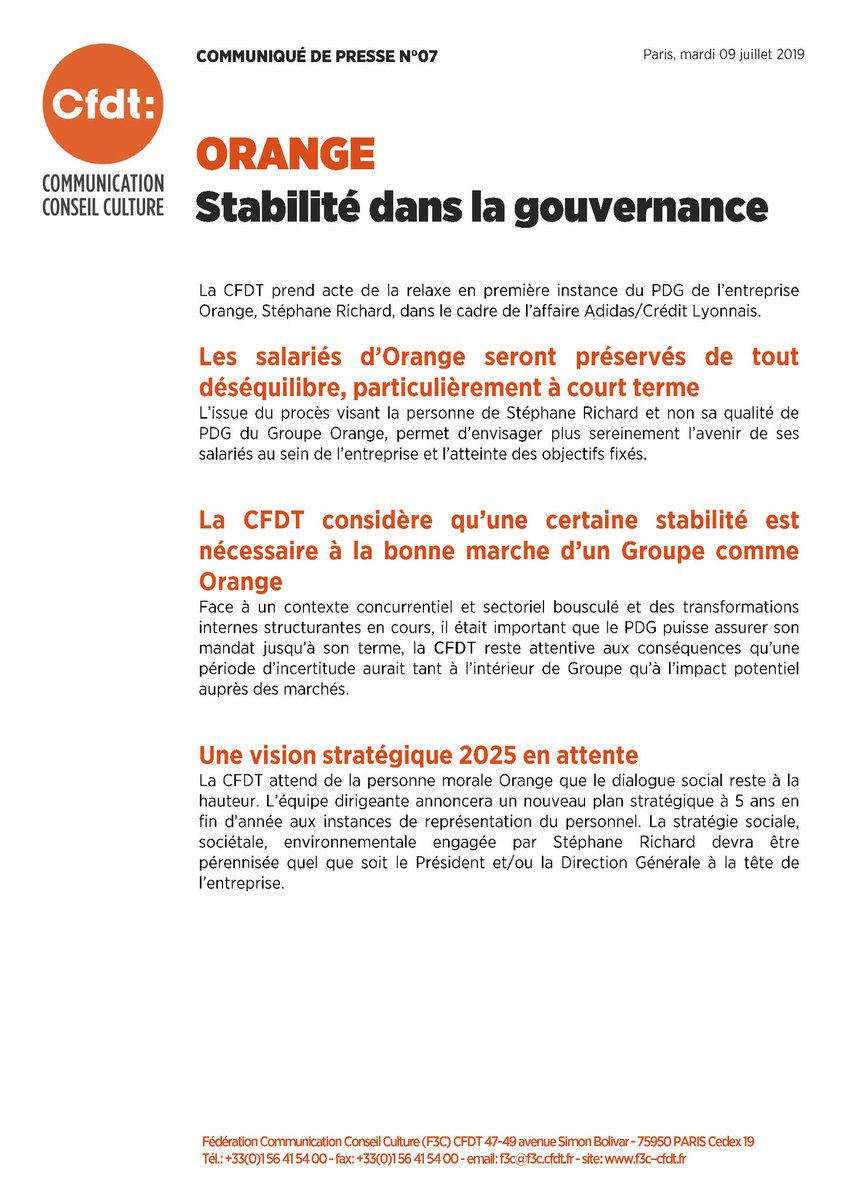 CFDT_Orange's tweet photo. @srichard Relaxé ! Stabilité dans la gouvernance ! https://t.co/yFom9d2MNL