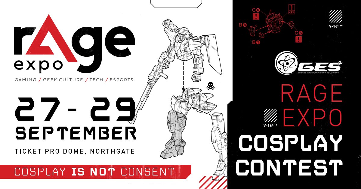 GES_SA's tweet photo. rAge 2019 Cosplay Contest entries now open! - https://t.co/64NX7rDHe7 - #Competitions #Cosplay_Corner #Cosplay_Events #Events #News_Chatter https://t.co/GOLyrvsXDV