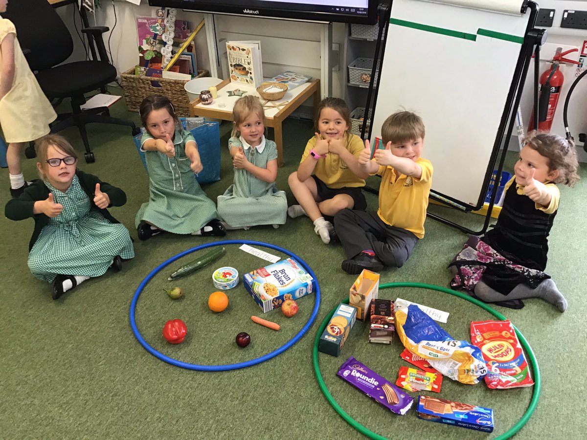 RecRaglanKWalsh's tweet photo. Sorting healthy and un-healthy foods! 🍫🍏#HealthyEating https://t.co/17cEFjiYBz