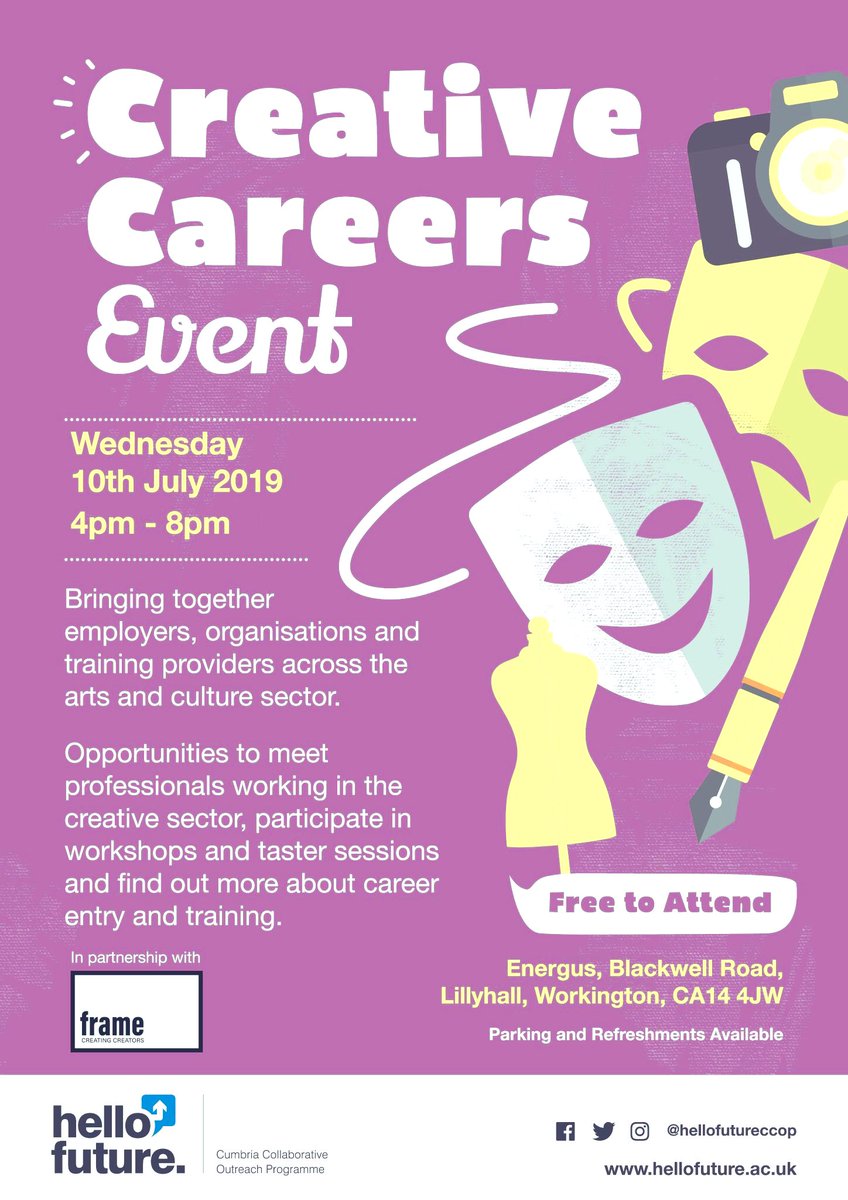 ✨Come along to Energus TOMORROW for a fantastic opportunity to meet representatives from a range of creative industries✨