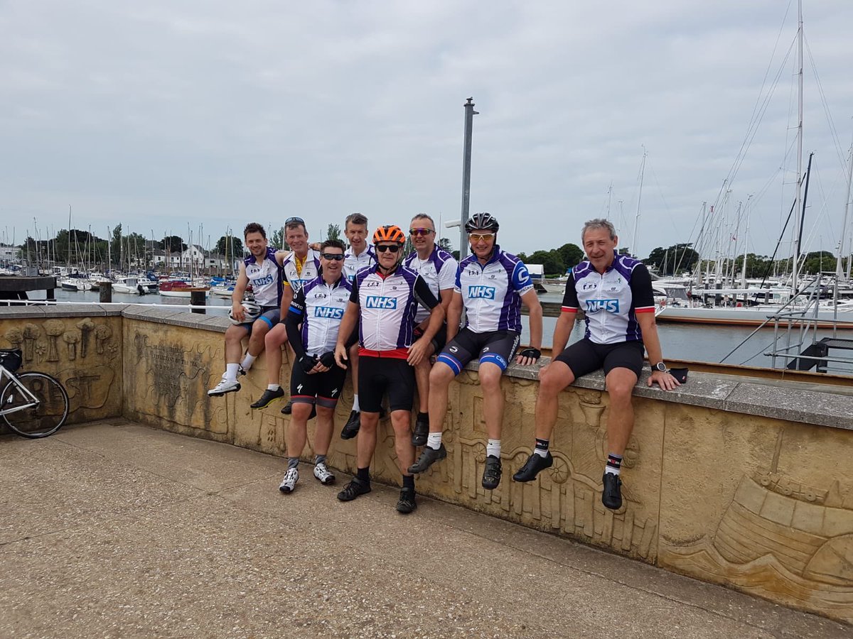 DF_Aware_ride's tweet photo. Day 2 of the #DFAware2019 and we’ve made it down to the ferry at Lymington (11 miles done). Off for the real challenge of the ride, 63 miles but 5,500 feet of climbing. Lots of coffee and nervous banter about! #Hilly https://t.co/Fovu3TseQe