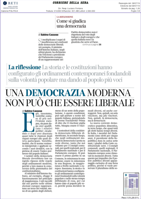 GalassiaReti's tweet photo. Una #democrazia moderna può non essere #liberale? L'autorevole opinione di #SabinoCassese https://t.co/9yXpk0X22m