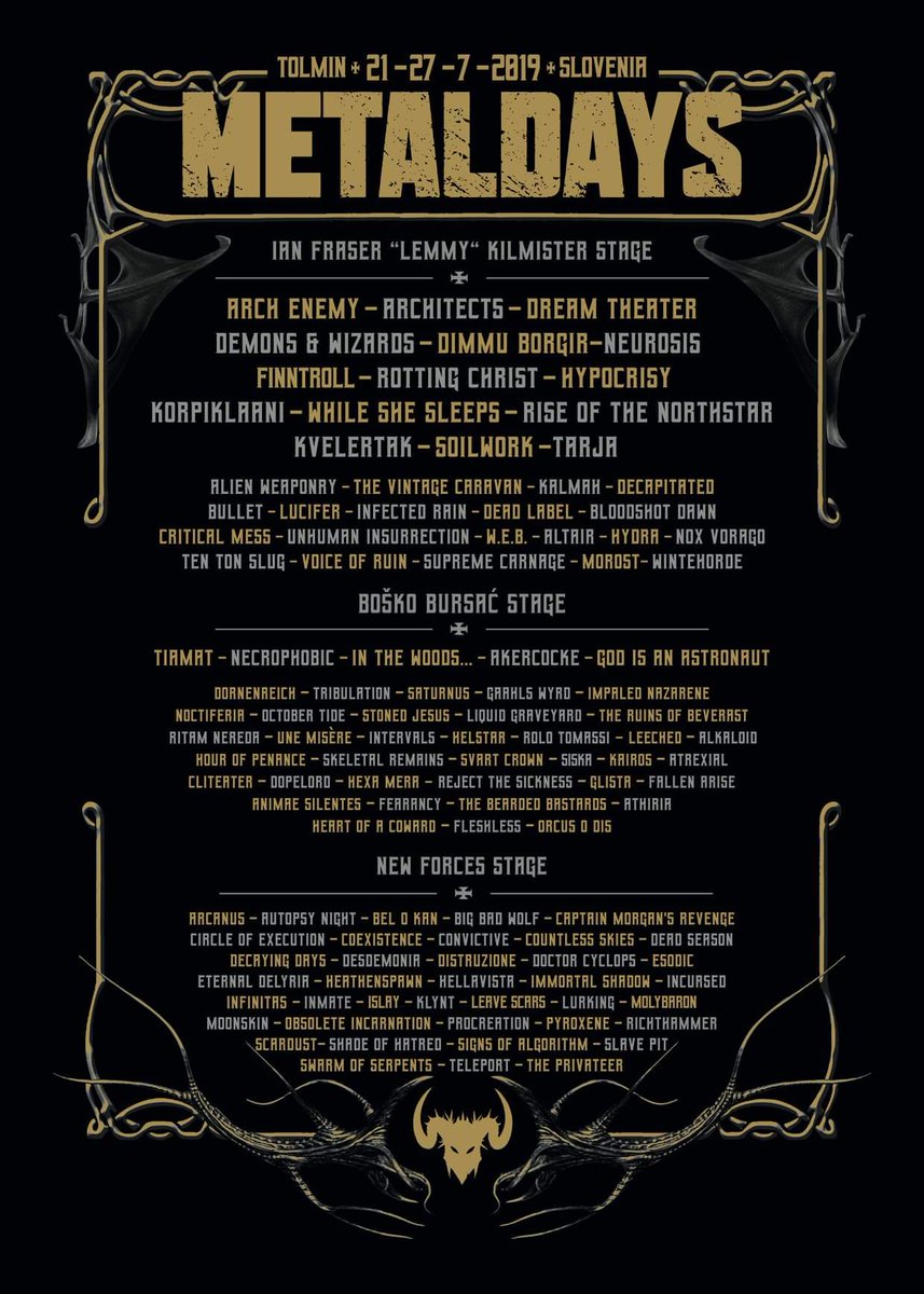 Poco más de dos semanas para nuestra actuación en el MetalDays de Eslovenia... ¡y última oportunidad para conseguir tu entrada! Envíanos un MD o un correo a info@arcanus.band para conseguirla.