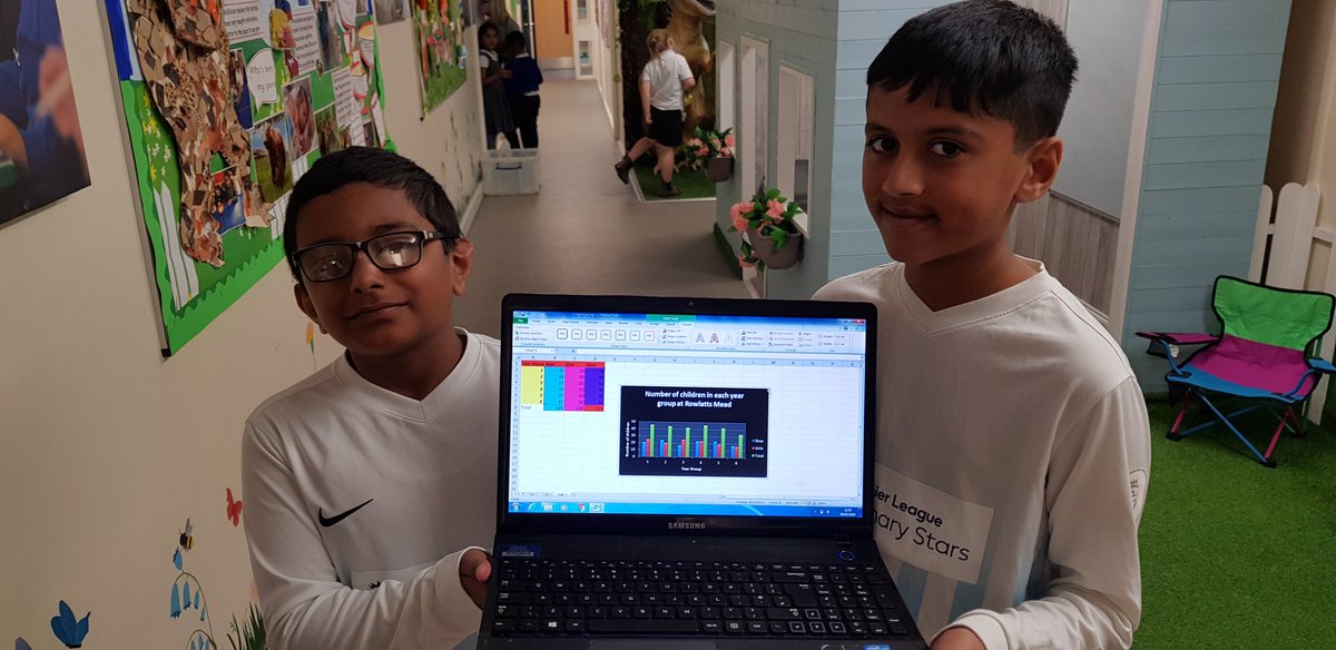 Rowlatts_TMET's tweet photo. Well done to these Year 5 pupils who have conducted research into the % of girls and boys across the school. They then input the data into Excel and made this chart. Super impressed. #rhcomputing https://t.co/xtodqCS2mk