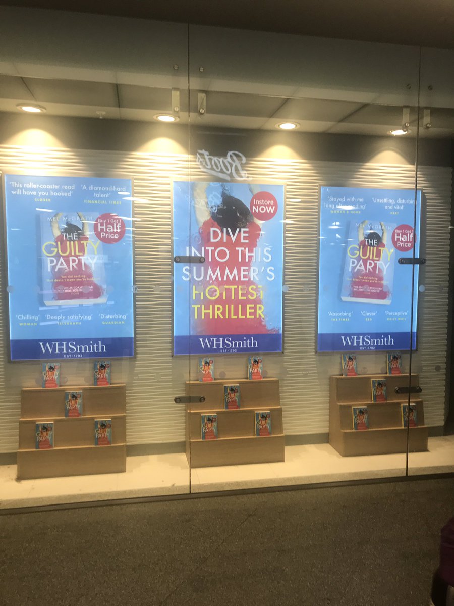 Modest display of #theguiltyparty @WHSmith St Pancras... Nice one @mcgrathmj! #SummerBooks #SummerReading