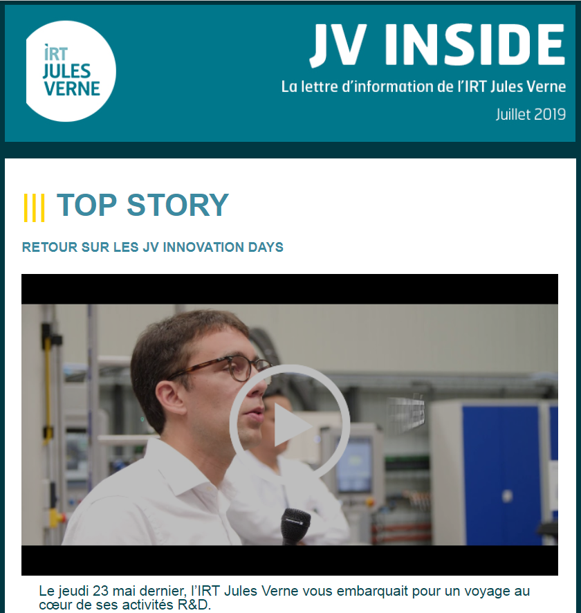 IRTJulesVerne's tweet photo. || #JVINSIDE 📩 || Notre #newsletter vient de paraître ! Retrouvez l'essentiel de notre actualité ici 👉 https://t.co/fNRL9MSULd #JVDays19, Parole de membre avec @DesoutterTools, zoom sur #COBOT++ avec @SaunierDuvalfr, retour sur @AlternanceM, Cap vers l'#Europe avec @TU_Muenchen https://t.co/3p4dry2ZsV