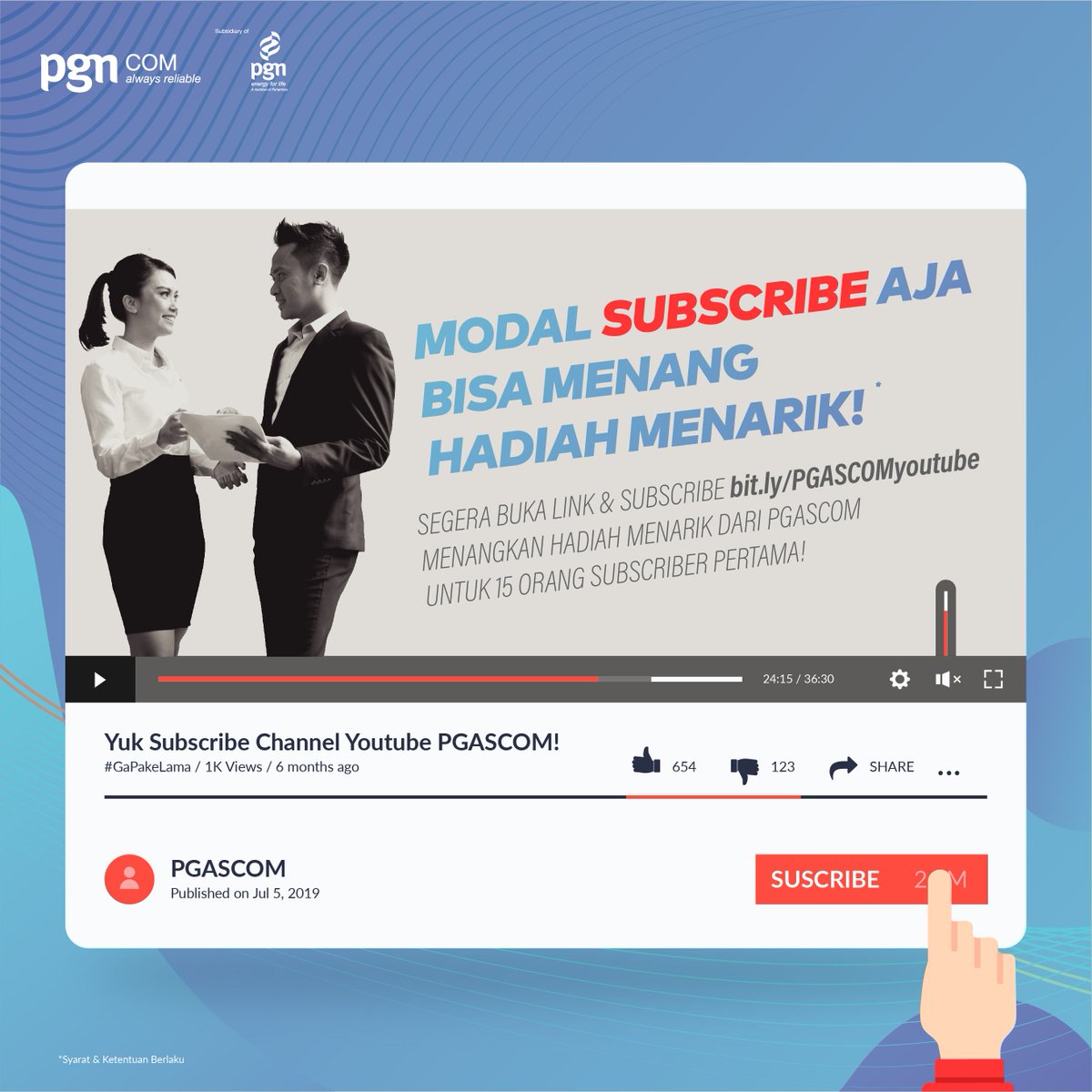pgncom_id's tweet photo. Modal SUBSCRIBE aja bisa menang hadiah menarik! *
Sahabat PGASCOM, Yuk buka link & subscribe https://t.co/gzAToNGOcb dan menangkan hadiah menarik dari PGASCOM untuk 15 orang subscriber pertama!
*S&K
#PGASCOM #AlwaysReliable https://t.co/I7R0L7IbbF