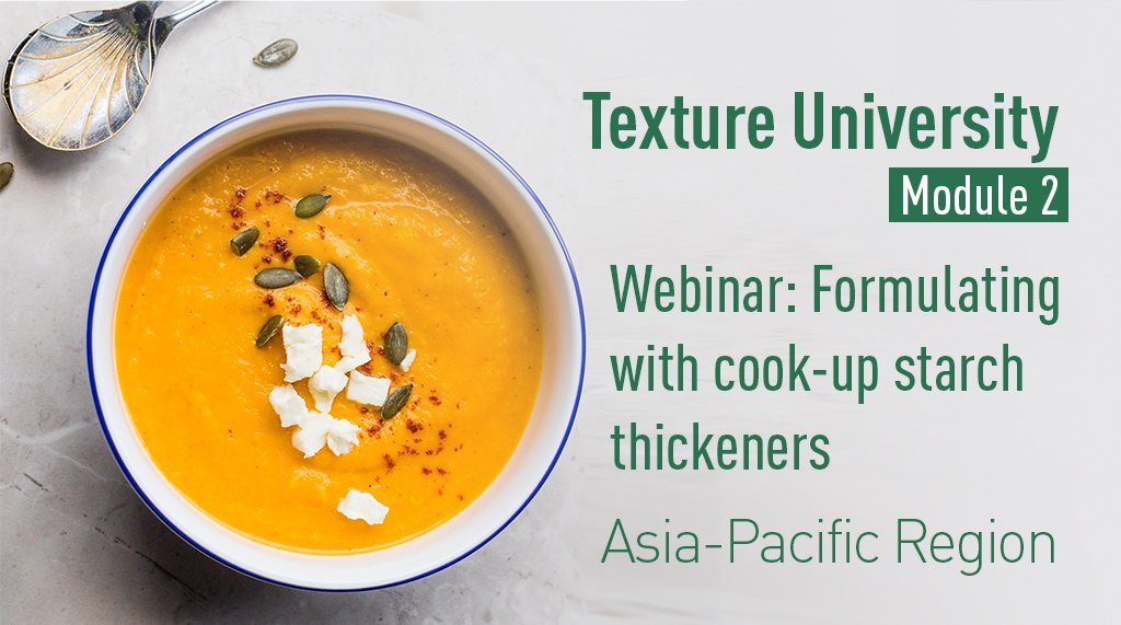 tateandlyleplc's tweet image. If you're a #foodscientist in Asia-Pacific, or if you have customers who are, be sure to check out module 2 of #TextureUniversity later this month! Gain valuable insights for Asia-Pacific markets; 89% of module 1 attendees said they will tune in! Register: tateandlyle.com/news/webinar-t…