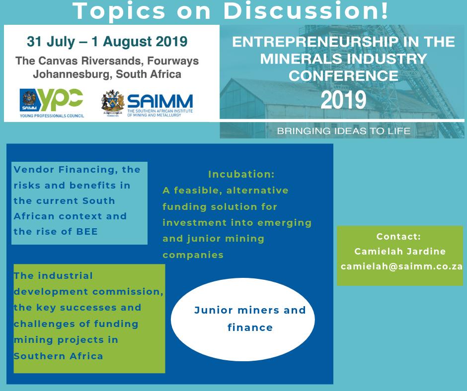 Saimm On Twitter Our Entrepreneurship In The Minrals Industry Sees Forum 2 Looks At Finance With Topics On Discussion Looking At Some Of The Topics Below Be Sure To Register For Your