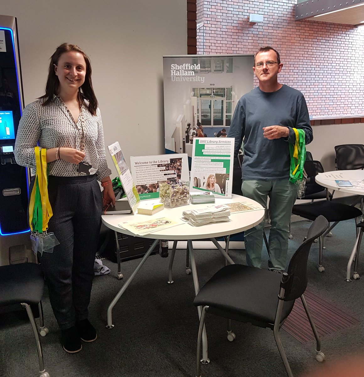 HallamLibrary's tweet photo. Great to welcome new students at the International Marketplace yesterday &amp; introduce you to the services we offer, including 24/7 opening &amp; the Skills Centre. Hope to see you soon! @shuoverseas @sheffhallamuni #WeAreHallam #WeAreInternational #HallamLibrary #HallamInsiders https://t.co/FlyhsTgwXd