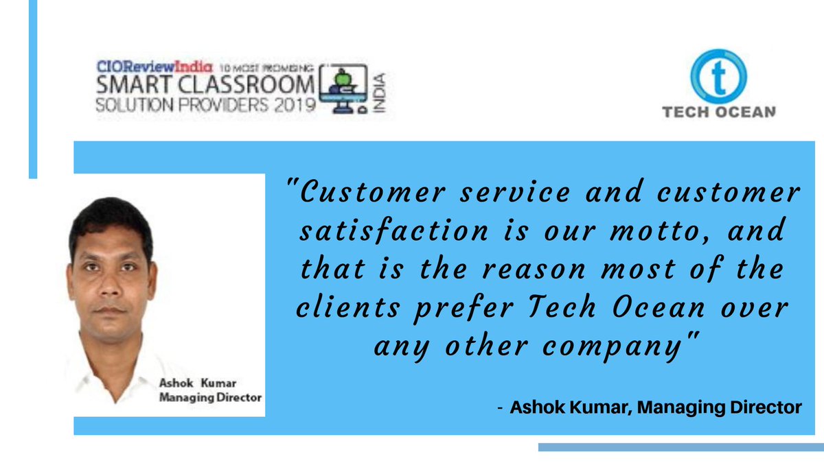 CIOTech_Outlook's tweet image. .@techocean2015 has been selected by CIOReviewIndia as one of the &quot; 10 Most Promising #Smart_Classroom_Solution Providers - 2019 &quot;

Must Read: Bridging the GAP Between Technology and Quality Education            &amp;lt; bit.ly/2XUP2lo &amp;gt;