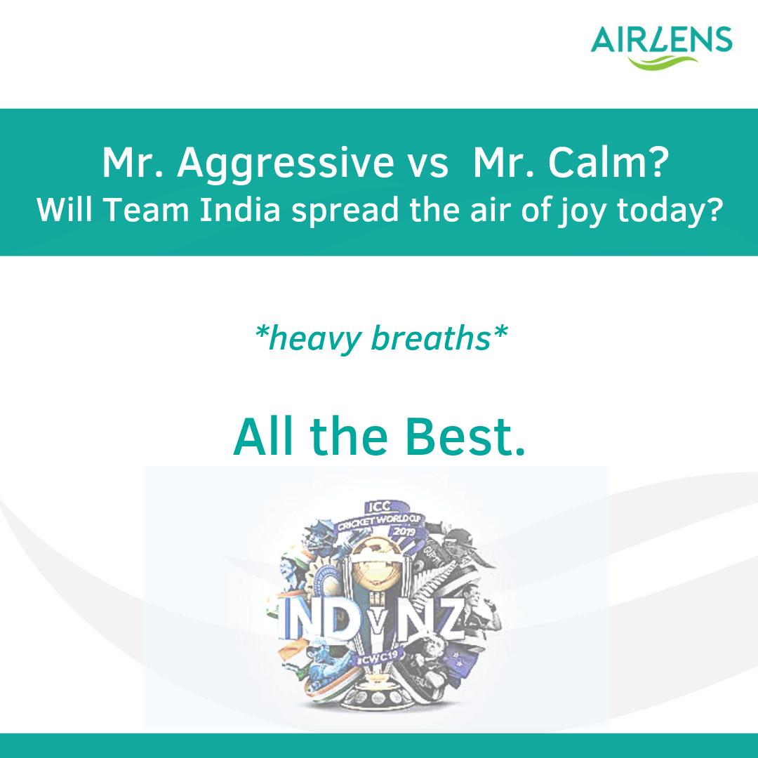 airlensin's tweet photo. #INDvsNZ 
Wishing #TEAMINDIA all the best for their faceoff today! 
Spread the #AIR of joy!
#PoweredByAirlens 
.
.
#CWC19 #MenInBlue vs #BlackCaps #WorldCup #India #WC2019 #Airlens #BreatheWow https://t.co/EWo4Uc8YeZ
