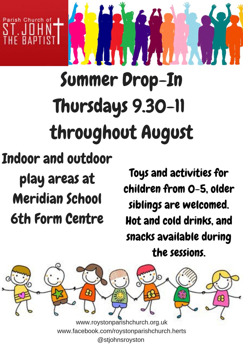 Beat the holiday boredom - come to our Drop-In sessions for pre-schoolers and their siblings each Thursday in August. 930-11. Toys, indoor and outdoor activities for under 5's - older siblings welcome to bring their own activities. <a href="/Meridian6thForm/">Meridian Sixth Form</a> Centre.