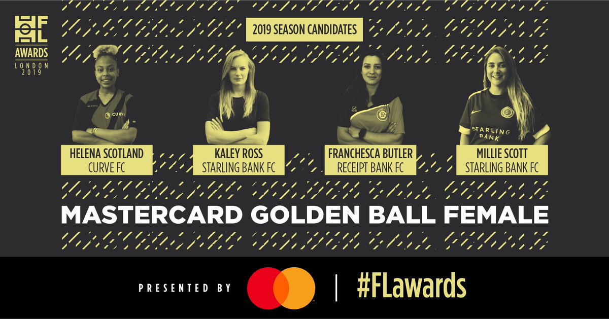 Huge congratulations to these four footballing superstars ✨⚽️ 
A well deserved nomination for the <a href="/MastercardEU/">Mastercard Europe</a> Golden Ball Female 👏🏻

Winner announced at the #FLawards 🥂