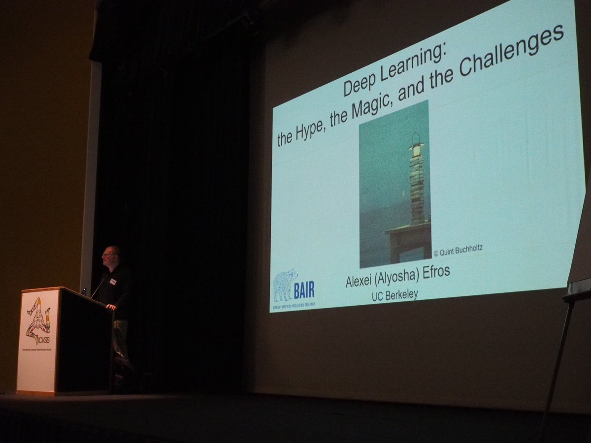 Alexei Efros giving an amazing talk <a href="/icvss/">ICVSS</a> #icvss2019