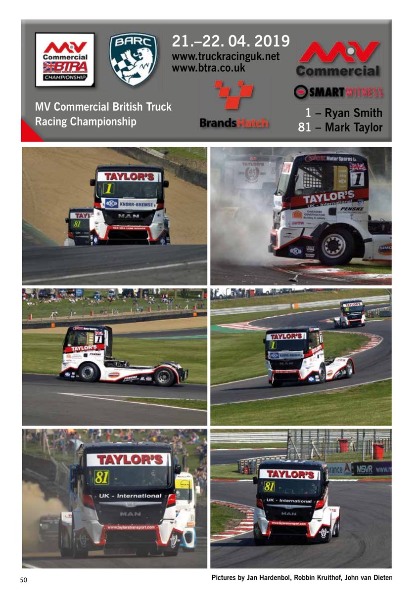 WTRPtruckracing's tweet photo. 1 - Ryan Smith
https://t.co/c12Tam7L5P
81 - Mark Taylor
https://t.co/KnWd6deEOf
MV Commercial British Truck Racing Championship 2019 @BTRAOfficial  in @Brands_Hatch  21-22.04.2019 
#btrc #btra #mvcommercial  #brandshatch #smartwitness #barc #ryansmith #smithtrucksport #marktaylor https://t.co/XQT8Ar1mzR