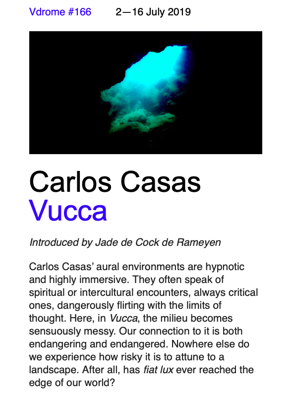 DocumentaMadrid's tweet photo. La plataforma @v_drome ha seleccionado un vídeo de #CarlosCasas, VUCCA, que formó parte de la retrospectiva de #Documenta2019, en la #Nave0 de Matadero Madrid. Estará disponible hasta el 16 de julio. https://t.co/pk4LHle3LI