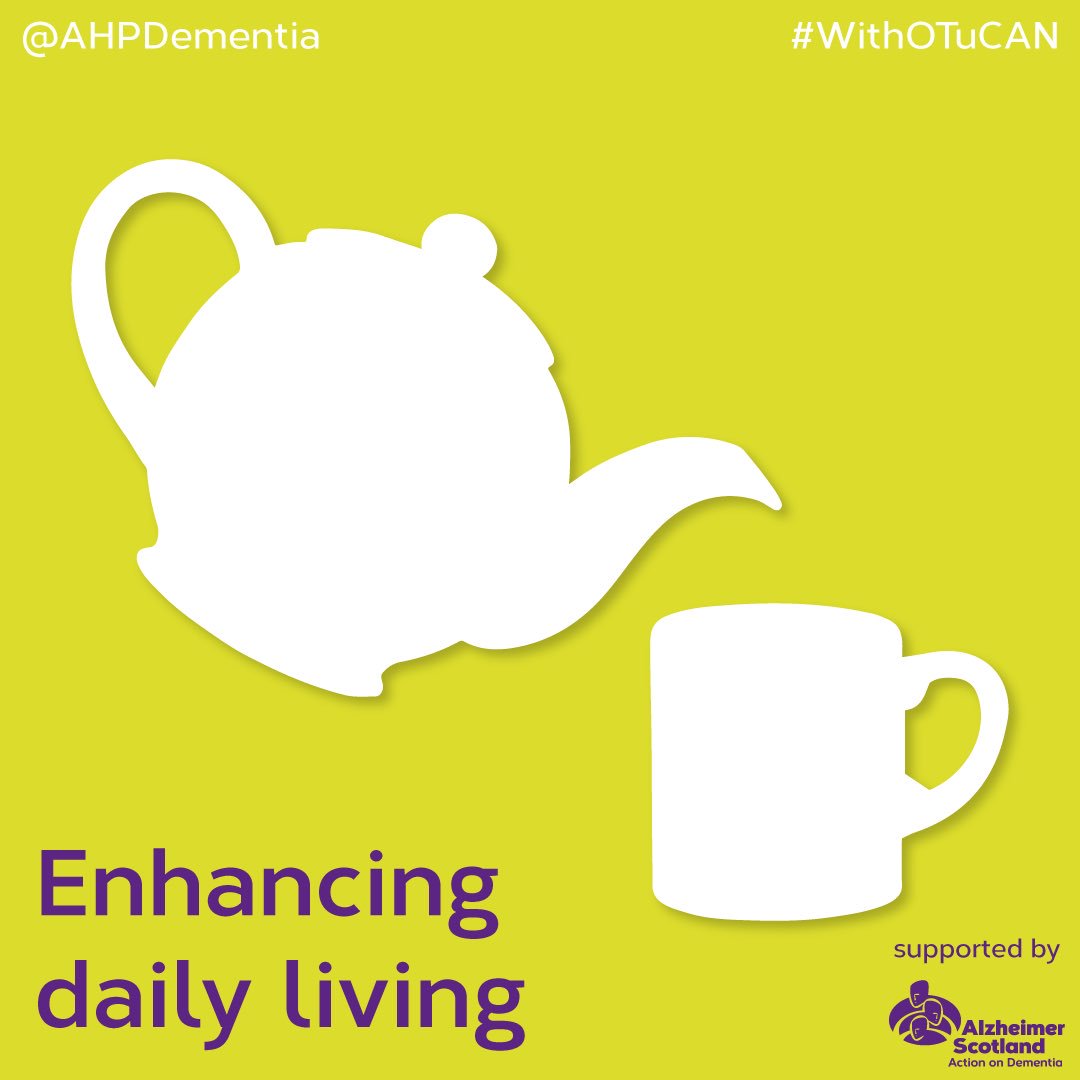 AhpDementia's tweet photo. Occupational Therapists CAN support people with #dementia to improve and maintain independence through compensatory techniques and adaption of activity. Using lightweight cutlery at meal times to compensate for a weak or painful grip is an example of adapting an activity https://t.co/yGFDeOz9BE