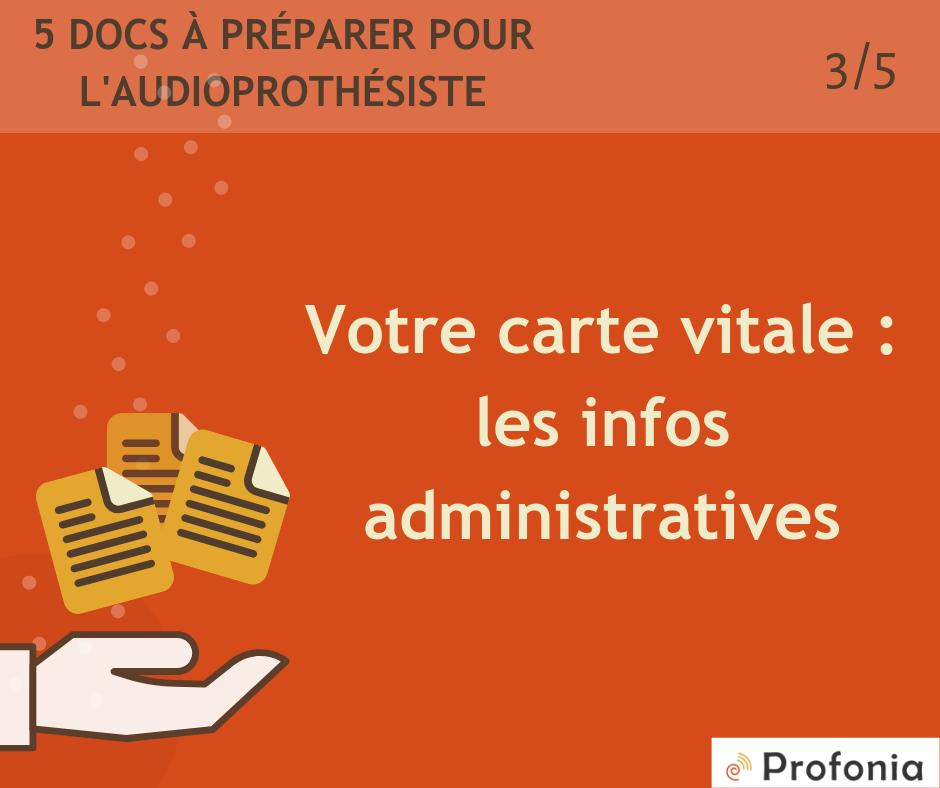 Votre carte vitale

Elle est nécessaire à votre audioprothésiste pour les pièces administratives. Si vous bénéficiez d'un régime particulier, vous pouvez l'en informer.

D'autres documents à préparer sur : 
profonia.com/info/preventio…

#pourunemeilleureecoute #prevention