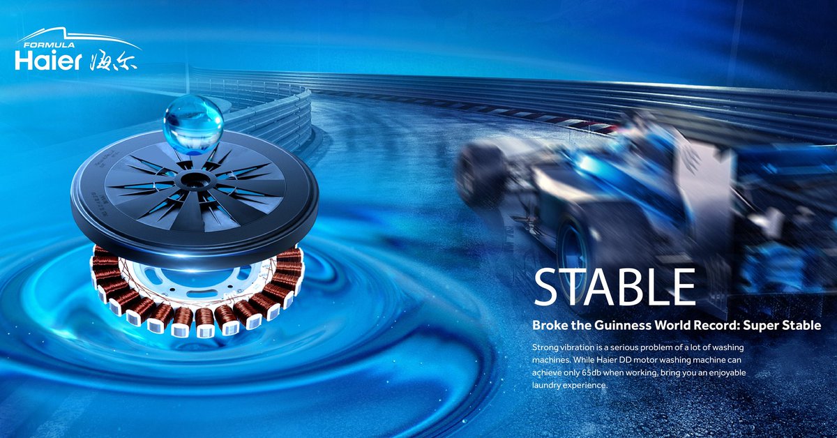 Haierwm's tweet image. Haier formula car DD motor, from the motor of your Haier washing machine, can not only washes clothes stably, but also runs a formula car stably. #ProveTheImpossible #HaierWashingMachine