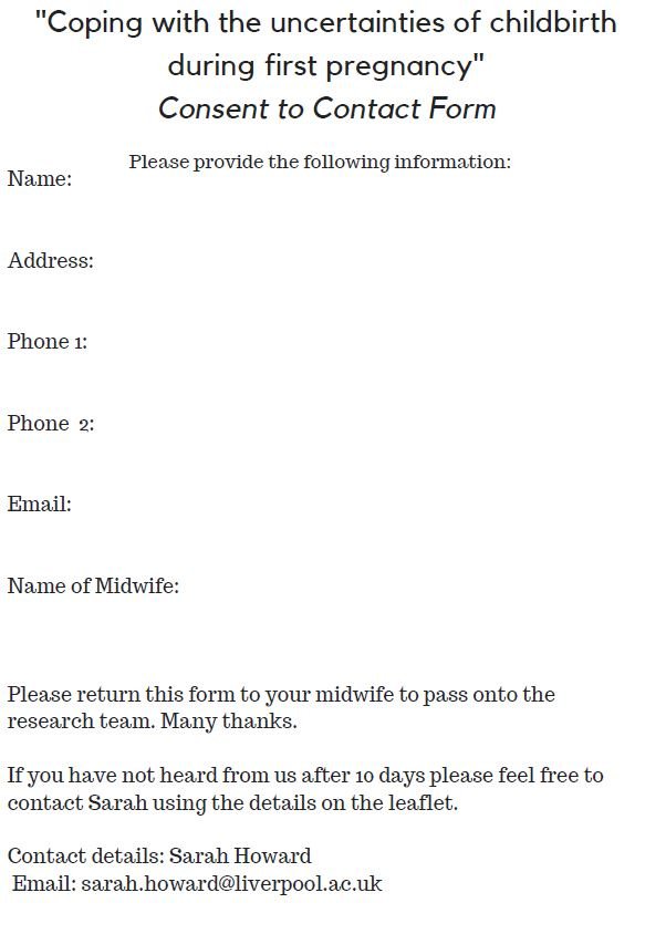 RT <a href="/LiverpoolWomens/">Liverpool Women's University Hospital</a>: First baby?..Worrying or anxious about childbirth?  We are offering support to help women cope with the uncertainties of childbirth. More information speak to your midwife or contact Sarah. Many thanks (sarah.howard@liverpool.ac.uk).